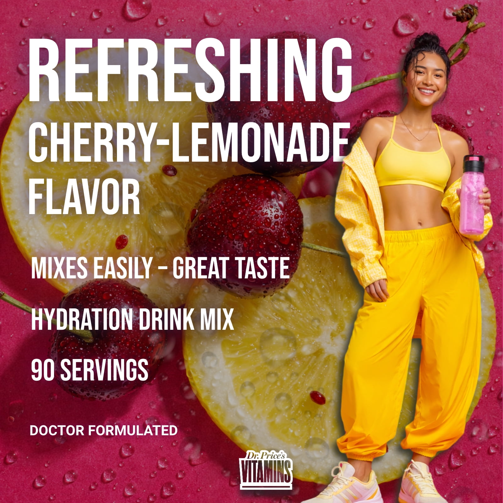 Dr. Price’s Electrolyte Mix – Cherry Lemonade Flavor, 90 Servings | Sugar-Free Hydration Powder with Trace Minerals | Gluten-Free, No Sugar