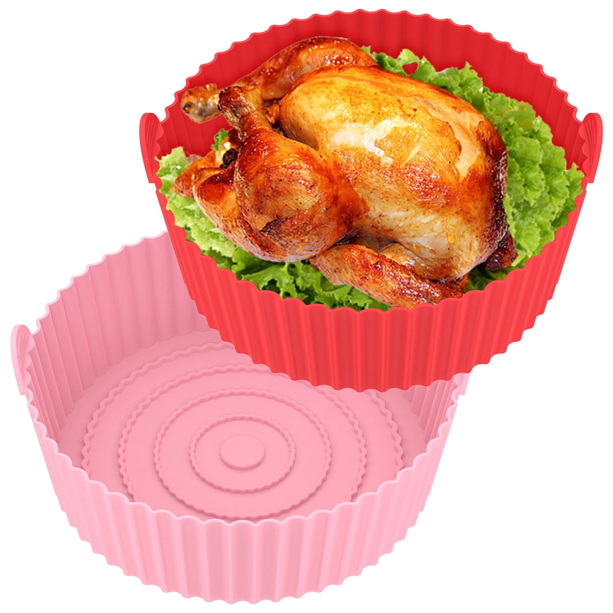 2Pcs Air Fryer Silicone Basket with Handle Heat Resistant Air Fryer