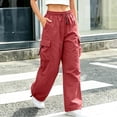 thumbnail image 3 of MexChoioe Womens Wide Leg Cargo Pants Plus Size Elastic Drawstring Waist Adjustable Hem Casual Outdoor Athletic Work Pants, 3 of 6