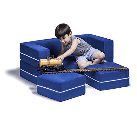 Jaxx Zipline Kids Modular Loveseat Ottomans Fold Out Lounger Blueberry Walmart Canada