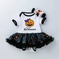 thumbnail image 2 of XIYON Girls Jumpsuit Baby Girls Print Spring Autumn Halloween Pumpkin Short Sleeve Romper Bodysuit Headbands Clothes 12-24 Months, 2 of 4