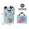thumbnail image 2 of Yayeee Freestanding Laundry Hamper with Handle Collapsible Large Storage Basket for Clothes, Pink Beach Toys Pattern, 2 of 7