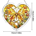 thumbnail image 3 of Yangka Heart Shaped Yellow Orange Butterfly Acrylic Puzzle Suncatcher, Floral Stained Glass Effect Window Hanging, Cheerful Home Decor, 3 of 5