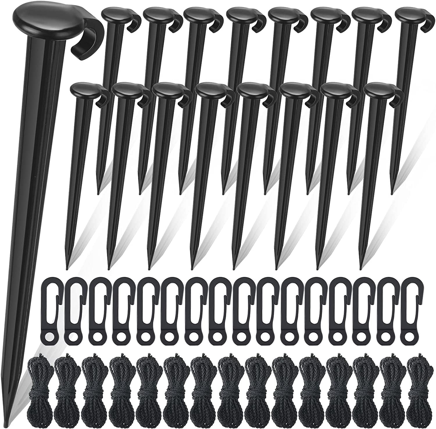 48 Pieces Inflatable Stakes and Tethers Plastic Stake 7 Inch Nylon Ropes with Hook Inflatable