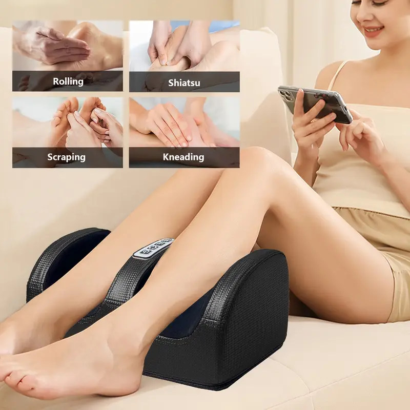 Miserwe Acupressure foot massager with heating, electric foot massager, calf massager with massage rollers, deep kneading circulation, the best gift for family, Christmas present