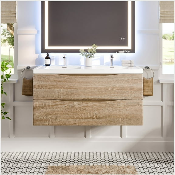 Eviva Smiley 48 White Oak Bathroom Vanity
