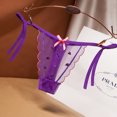 thumbnail image 4 of HUPOM Underwear Women Cotton Womens Panties Thong Leisure Tie Elastic Waist Purple L, 4 of 8