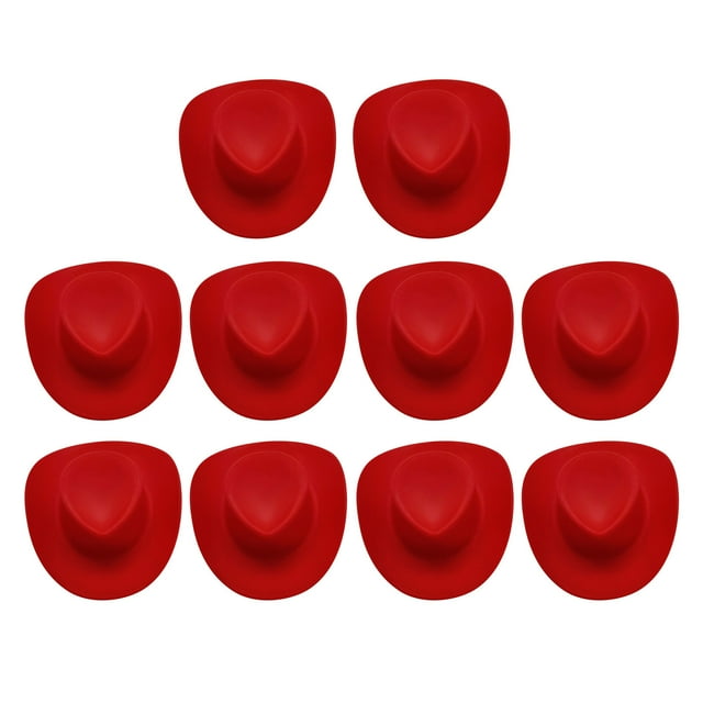 10Pcs Mini Plastic Cowboy Hats - Cute, Durable & 1:1 Simulation - for Dollhouse Decor, Party Toppers & DIY Crafts