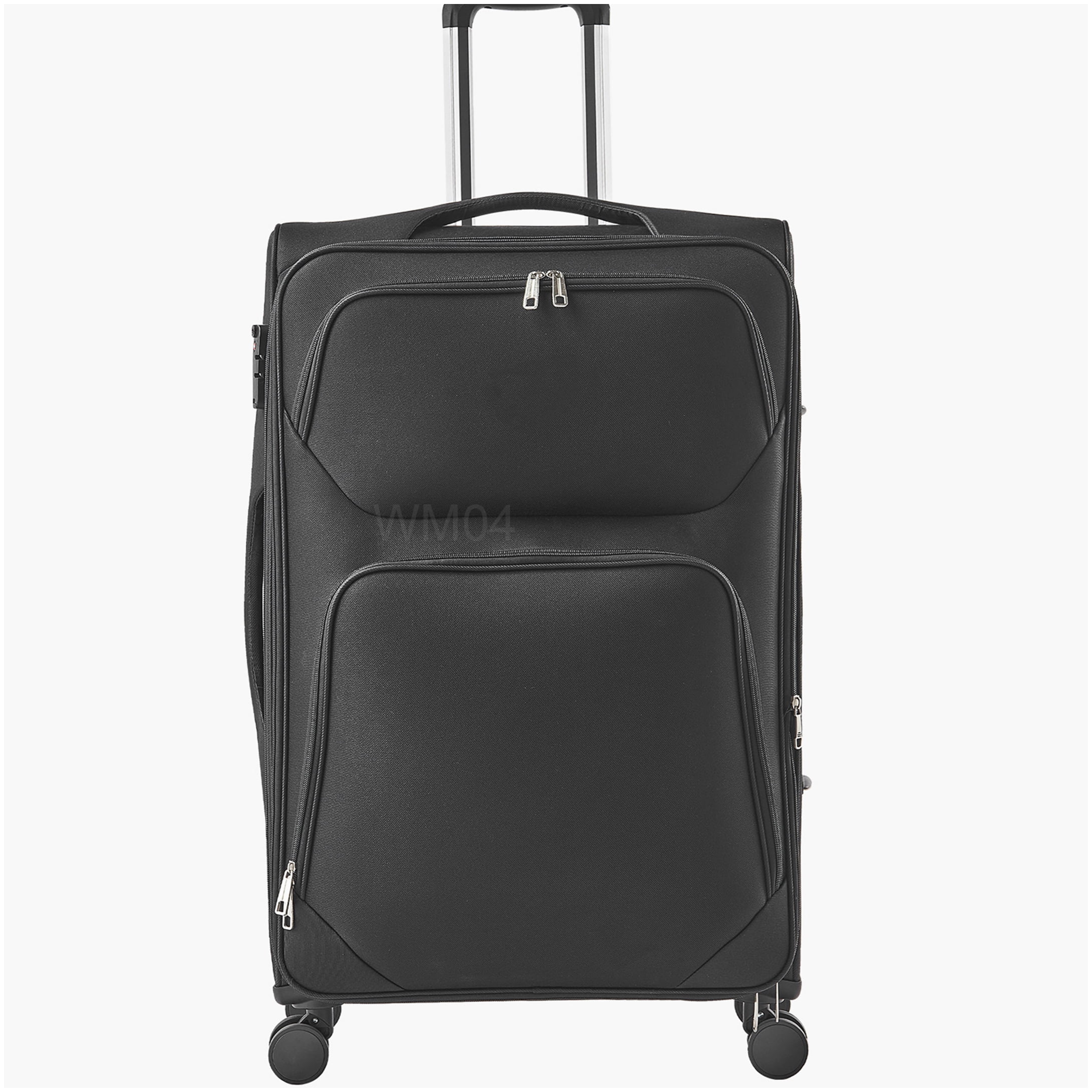 MANGIJOY TSA Lock Expandable Suitcase, 28 Inch Softside Checked Luggage with 8 Spinner Wheels, Black