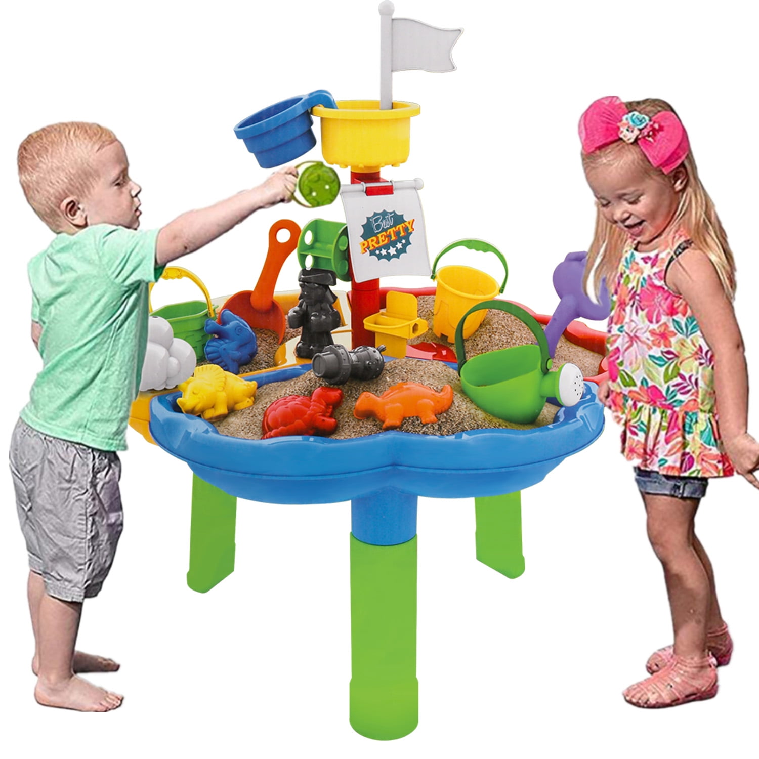 Sand Water Table for Toddlers, 3in1 Kids Beach Summer Toys Sandbox Table Outdoor Activity