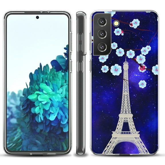 Slim-Fit TPU Protective Phone Case compatible with Samsung Galaxy S21  5G / S21 PLUS 5G, by OneToughShield ® - Eiffel Tower Stars