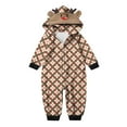 thumbnail image 3 of Odeerbi Christmas Onesie Pajamas for Family Holiday Sleep Jumpsuit Long Sleeve Family Christmas Pajamas Matching Sets Infant Fashion Lattice Print Plush Jumpsuit Sleepwear PJs Set Beige, 3 of 5