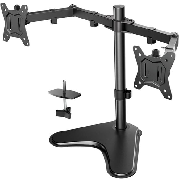 HUANUO Dual Monitor Stand, Monitor Stands for 2 Monitors for 13 to 32 Inch, Heavy Duty Free Standing Desk Stand Fully Adjustable Arms Fits up to 17.6lbs per Arm with VESA 75x75mm,100x100mm