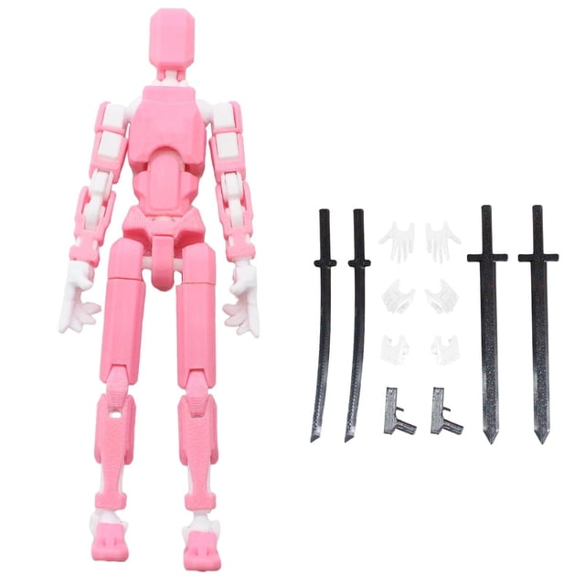 T13 Action Figure Robot, Titan 13 Action Figure,Stikbot Toys with Weapon Accessories, No Collector Should Miss It (Pink)