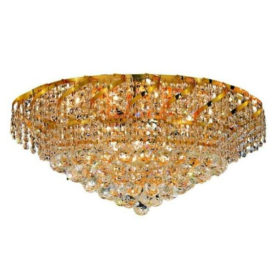 PWG Lighting - Lighting By Pecaso 8341F26G-RC Udell Heirloom Handcut Crystal Flush Mount, Gold