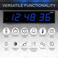 thumbnail image 3 of Ivation Large Digital Clock, 72" Led Wall Clock with Stopwatch, Alarms, Timer, Temp & Remote, Blue, 3 of 10
