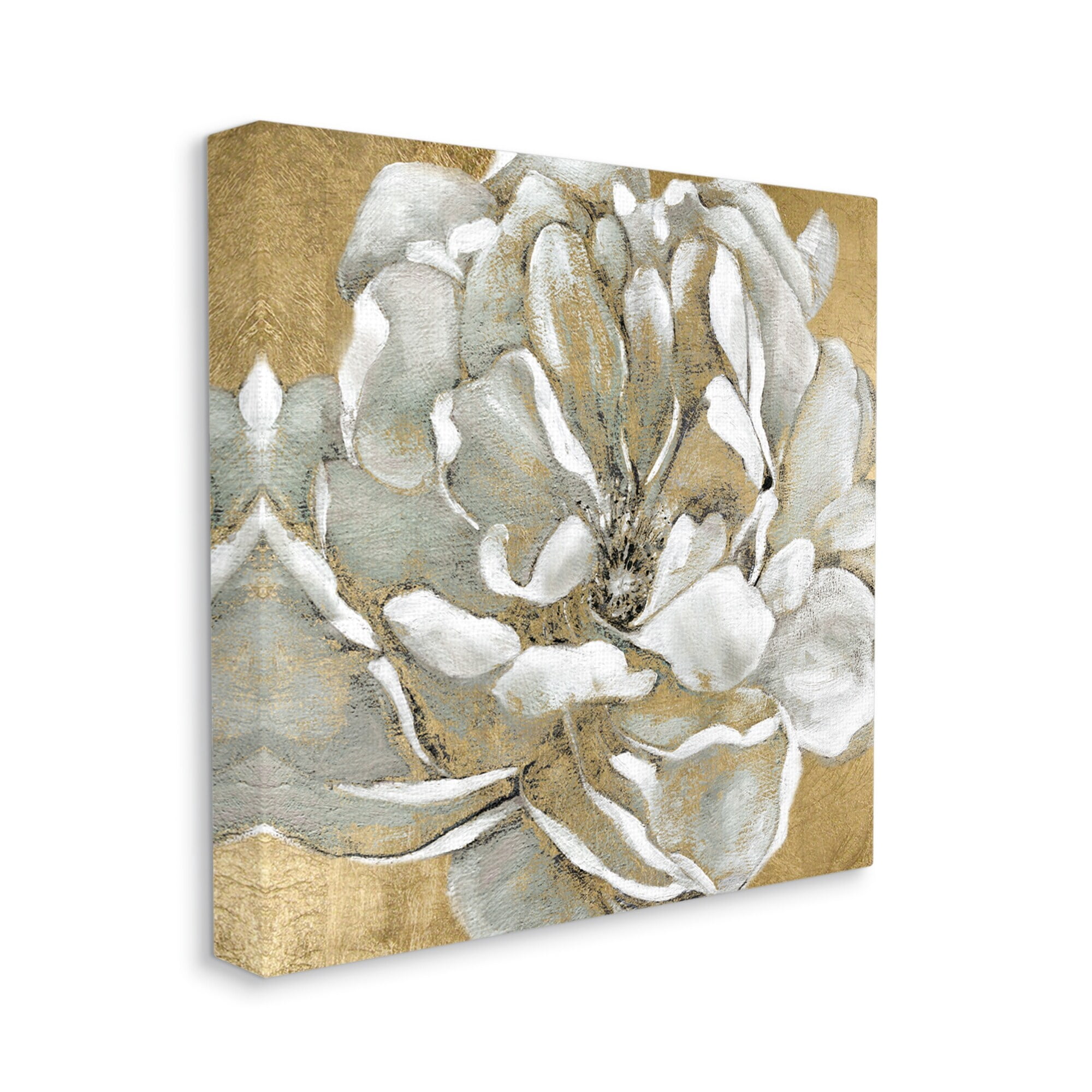 Stupell Industries Blushing White Magnolia Flower Abstract Floral over Gold, 30 x 30,Design by Carol Robinson