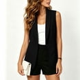 thumbnail image 6 of Olyvenn Womens Notch Lapel Single Button Sleeveless Blazer Vest, Mid Length Straight Cut Side Hand Pockets Tailored Fit Black S, 6 of 7