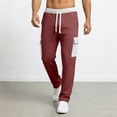 thumbnail image 5 of Relaxed Fit Drawstring Cargo Pants for Men Waffle Knit Textured Trousers Side Pockets Breathable Bottoms Casual Lounge Home-wear, 5 of 7