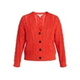 thumbnail image 7 of Time and Tru Women's Cable Knit Cardigan Sweater with Long Sleeves, Lightweight, Sizes XS-XXXL, 7 of 7