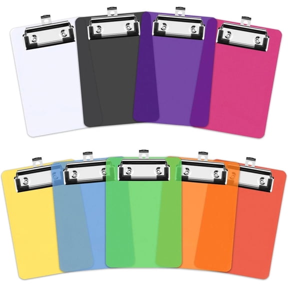 9 Colors Clipboards, 4 x 6 Inch Colored Plastic Clip Board with Pen Holder | Small Retaining Clips, A6 Mini Clipboard for Classroom Office Restaurant