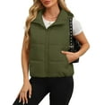 thumbnail image 2 of APEXFWDT Women's Hooded Puffer Vest Sleeveless Zip-Front Short Jacket with Removable Hood for Lightweight Layering,S,Army Green, 2 of 8