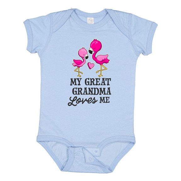 Inktastic My Great Grandma Loves Me with Two Flamingos Boys or Girls Baby Bodysuit
