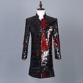thumbnail image 1 of Chaqueta de traje informal de terciopelo multicolor con lentejuelas que cambia de color para hombre, vestido de novia para novio, ropa para banquete y escenario, 1 of 5
