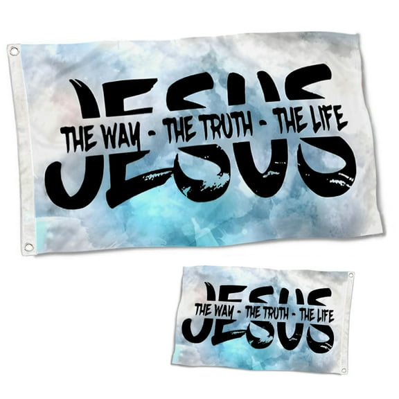 Dutern Double Sided JESUS CHRIST Jesus The Way, The Truth, The Life Flag Banner 3 Ply with Brass Grommets 3x5 Feet