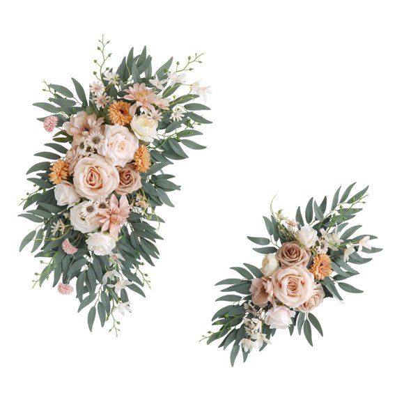 2 Piezas Artificiales Florales Botín Boda Arco Flores Centro de Mesa Flores de Seda Granja Artificial Flor Arco Decoración para Recepción Cortinas Cen estilo B Macarena Guirnalda de arco de boda