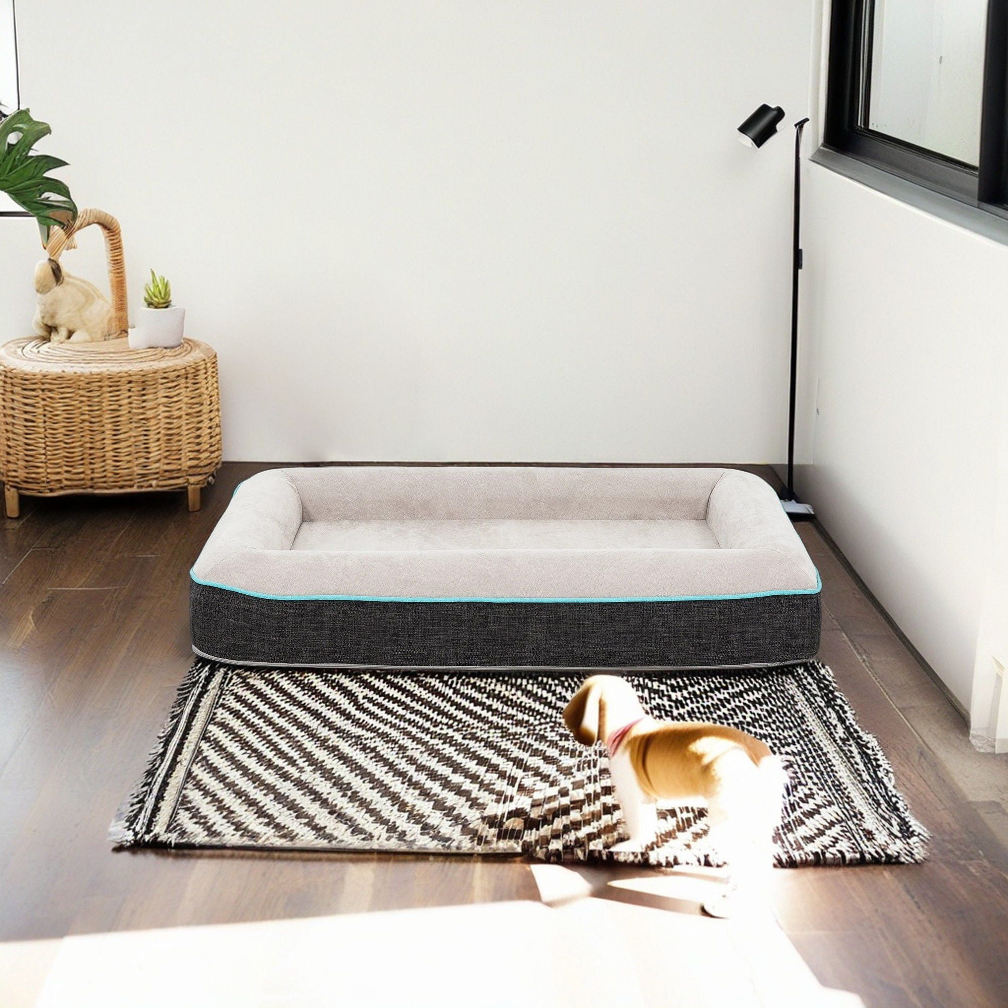 Kadyn 28" Dog Beds for Small Medium Dogs, Waterproof Memory Foam Indoor Pet Sofa Bed with Sides, Non-Slip Bottom Dog Couch Bed, Gray