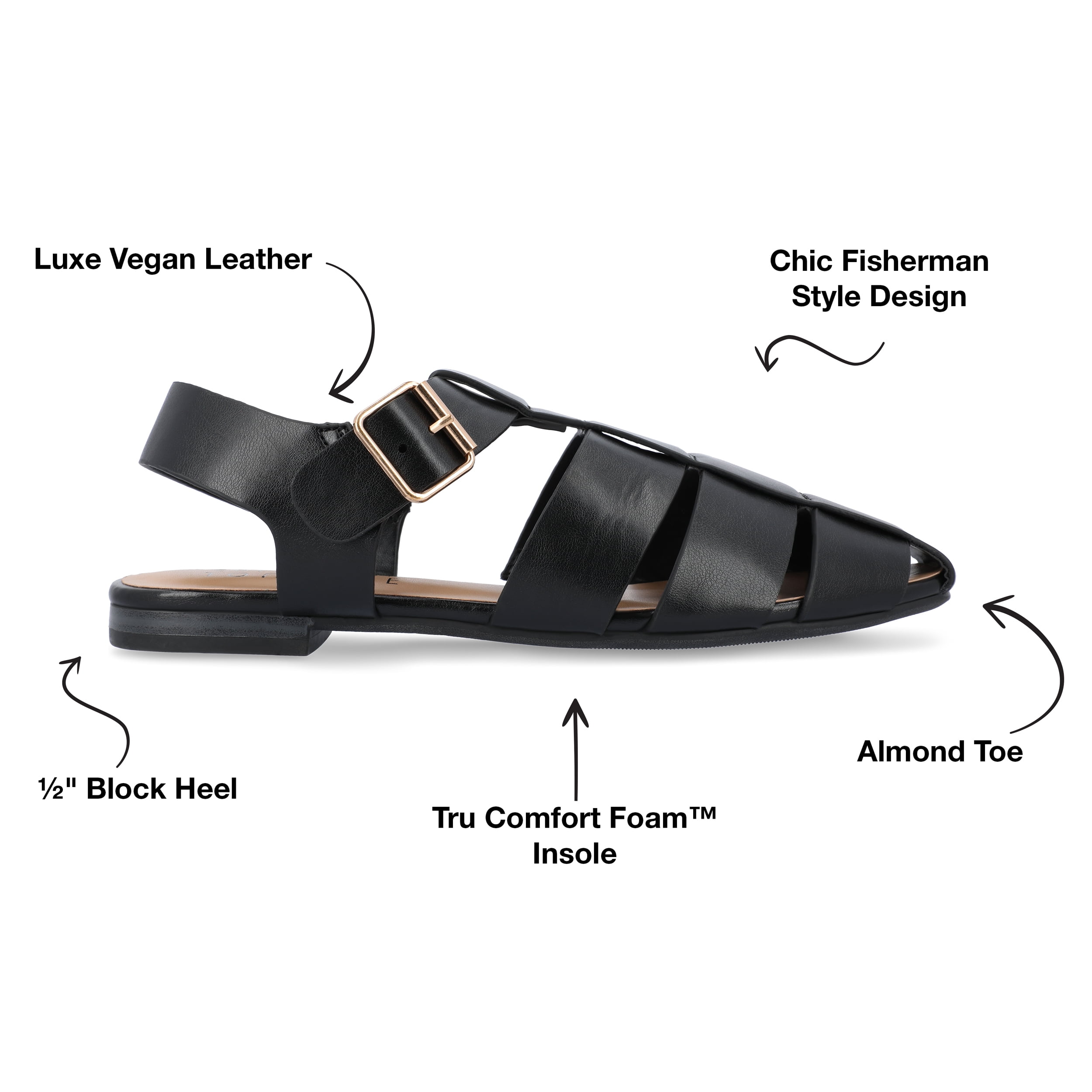 Journee Womens Cailinna Caged Buckle Square Toe Flats, Widths Available