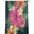 thumbnail image 2 of Green Plant Red Hibiscus Printed Curtains Drape Sheer Tulle Home ration Living Room Bedroom Cortinas Chiffon Window Curtains, 2 of 7