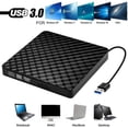 thumbnail image 3 of Grabadora de CD y DVD externa USB 3.0, lector de unidad óptica delgada, bandeja de reproductor, portátil, para PC, portátil, color blanco, 3 of 5
