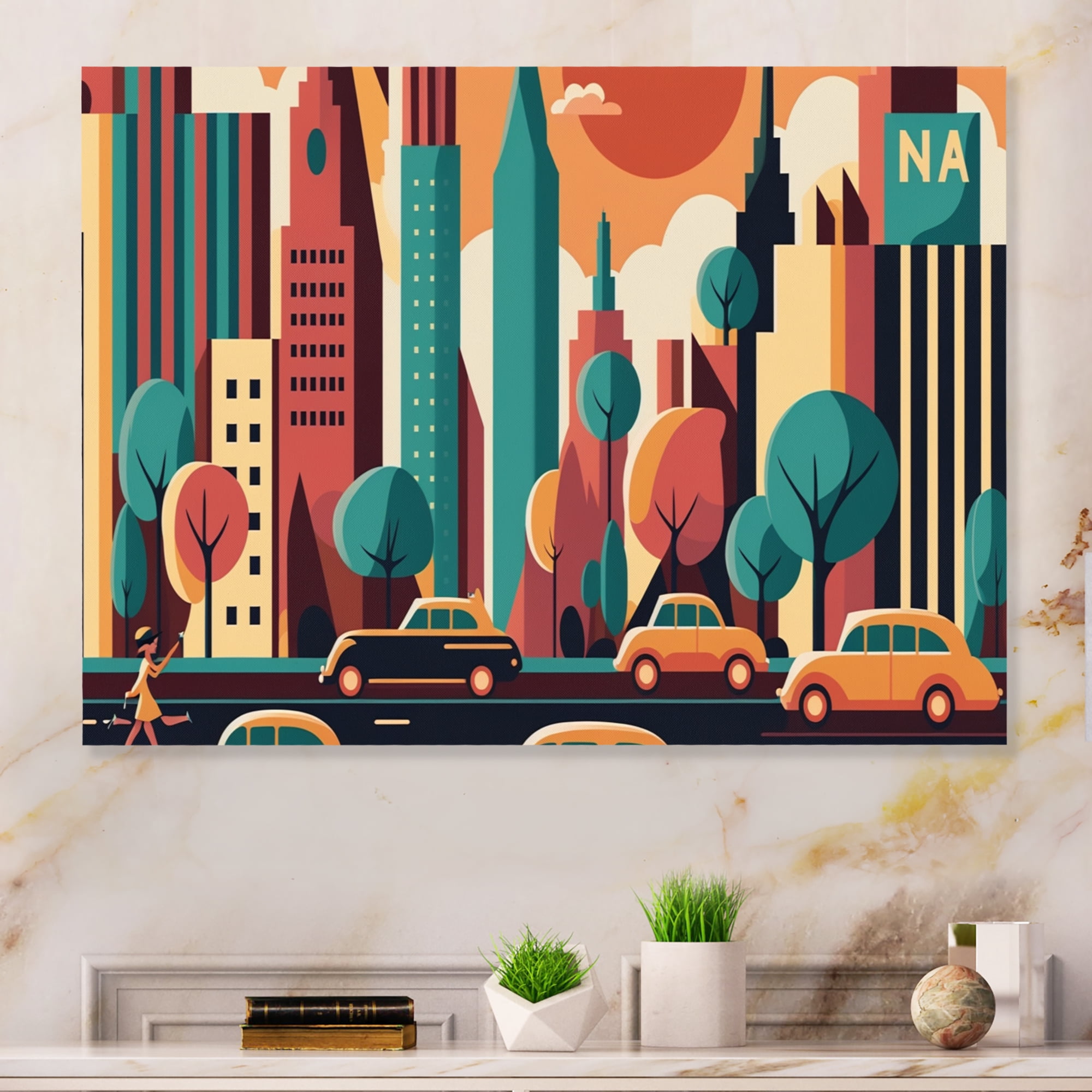 Designart Colorful Cityscape III Canvas Wall Art