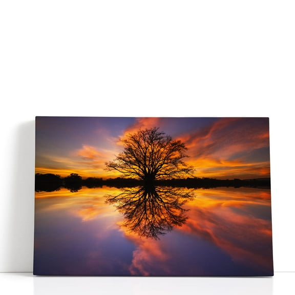 African Sunset Mirror - Wrapped Canvas Print Wall Art | 18" W x 12" H