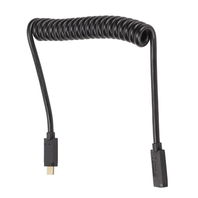 Cable USB C USB C hembra a USB C macho 4K 60 Hz 3 A Carga rápida 10 Gbps 1,2 m Diseño de resorte helicoidal Cable de alimentación USB C Cabezal hembra a cabezal recto macho