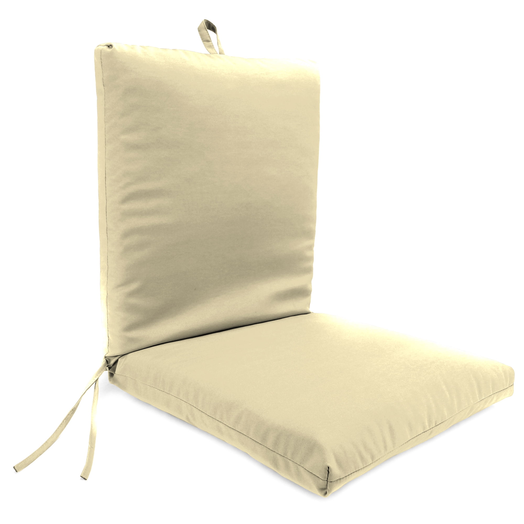 Jordan Manufacturing 44" x 21" Veranda Tan Solid Rectangular Outdoor Chair Cushion with Ties and Hanger Loop (2 Pack)