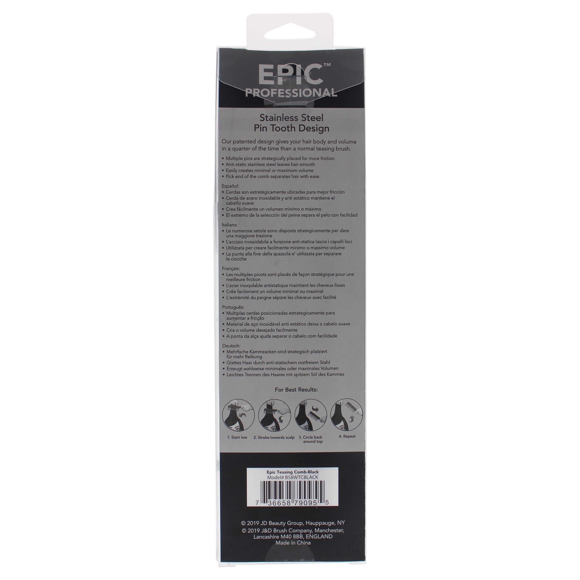Wet Brush Epic Teasing Comb - Black, 1 Pc Comb