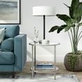 thumbnail image 4 of Evelyn&Zoe Sivil 20" Wide Round Side Table with Glass Shelf, Satin Nickel, 4 of 5