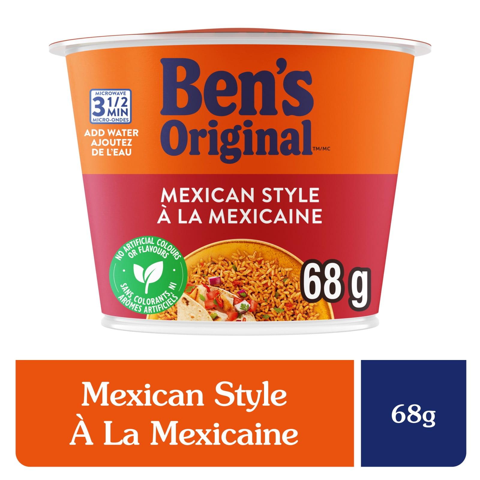 BEN'S ORIGINALMC Riz à la Mexicaine, Collation ou Accompagnement, au Micro-ondes en 3,5 Minutes, 68 g BEN MEXICAN SINGLE SERVE CUP 68g