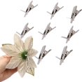 thumbnail image 5 of 5 piezas de flores artificiales con purpurina para Navidad, decoración para árbol de Navidad, flores falsas para el hogar, adorno navideño, decoración para fiesta de Año Nuevo, 5 of 5