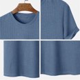 thumbnail image 4 of New Summer Arrivals YLSDY Men Casual Shirts Plus Size Short Sleeve Crewneck Solid Tee Tops Quick Dry Breatheable Mesh Athletic Workout Shirt Blue M, 4 of 5