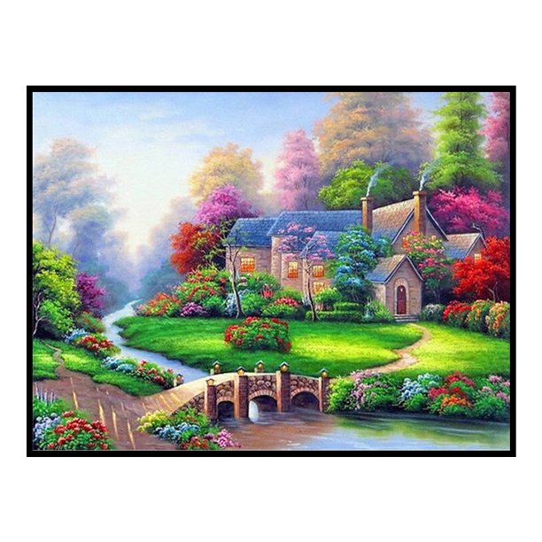 Cuadros Decorativos Puente de punto de cruz completo Villa 11CT Impreso DIY Bordado Artesanía hecha a mano Sywqhk Nuevos Originales