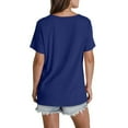 thumbnail image 5 of QUNYINEY Casual Women's Tops Peplum V Neck Short Sleeve Solid Shirts Loose Pleated Women Shirts, 5 of 8