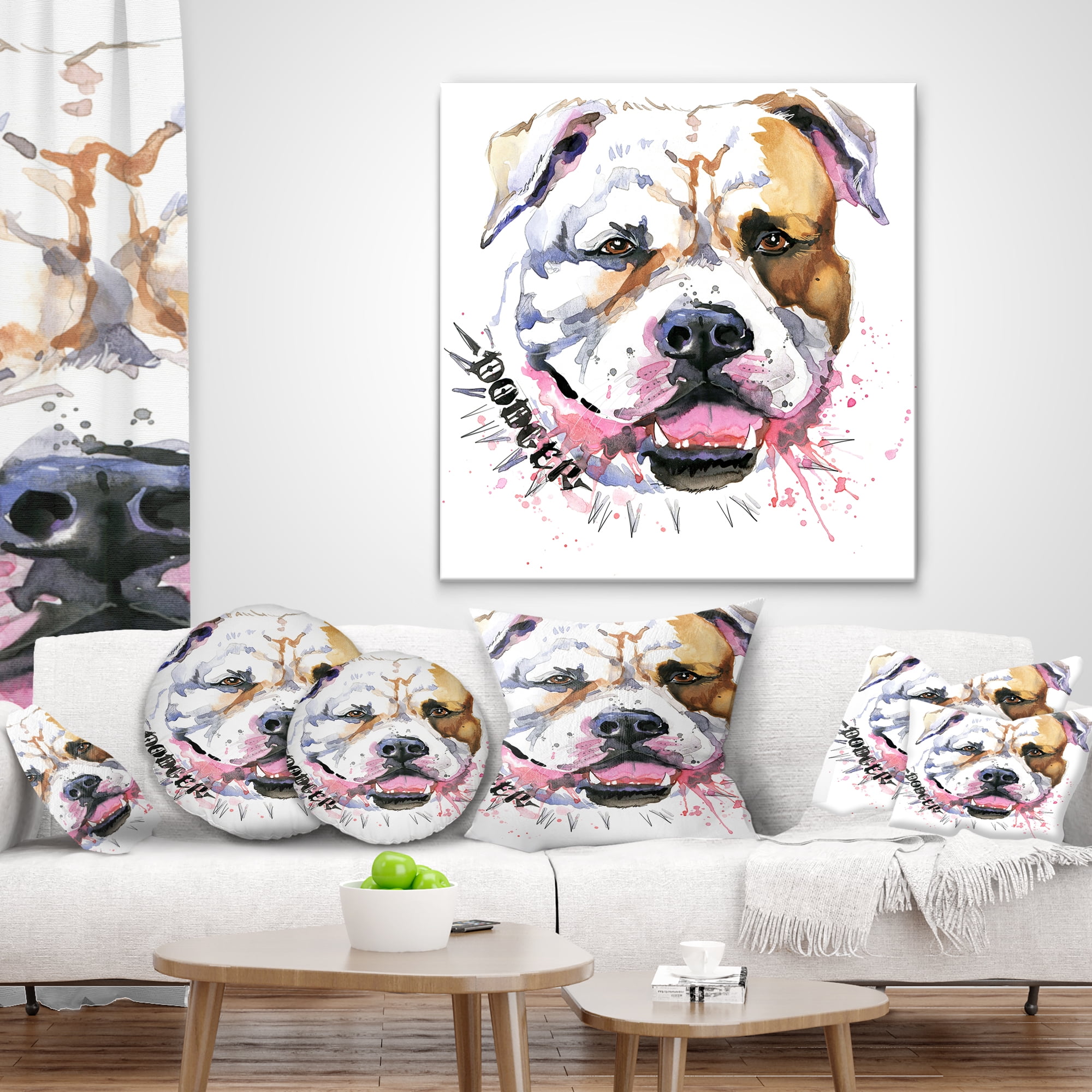 Designart Cute Dog with Open Mouth - Animal Throw Pillow - 18x18