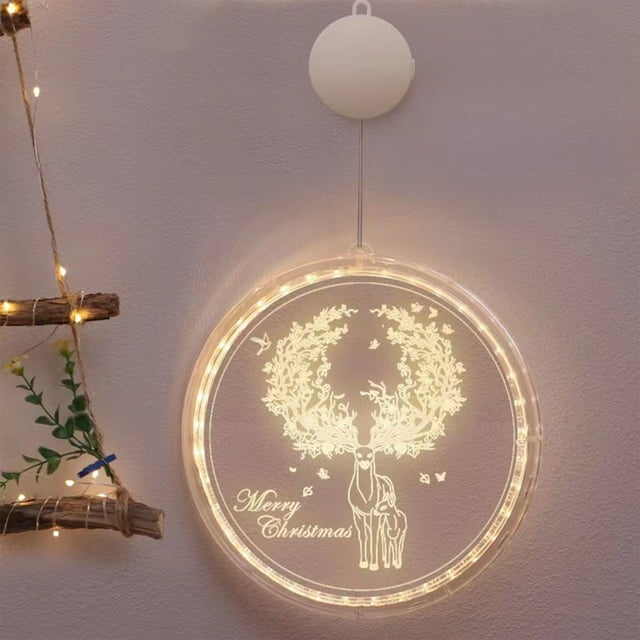 Wzzjkit Christmas String Lights Christmas Decorative Lights Neon Lights LED Light Strings Suction Cup Hanging Lights Acrylic Pendants Room Atmospheres Colored Lights Christmas Lights