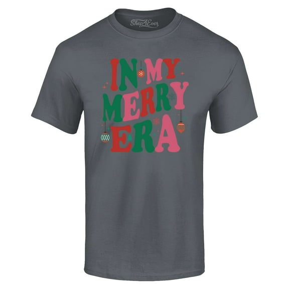 Shop4Ever Men's In My Merry Era Christmas Time Graphic T-shirt XXXXX-Large Black