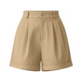 thumbnail image 6 of Women's Plus Size Lightweight Casual Shorts, Elastic Waist Drawstring Side Pockets, Summer Pull‑on Shorts for Outdoor Daily Casual | TruHer,Khaki XL, 6 of 8