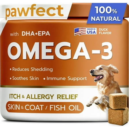 Omega 3 & Fish oil for Dogs - Allergy & Itch Relief - Dog Supplements for Hip & Joint with Salmon Oil - Shedding - Skin and Coat Supplement - Alaskan Salmon Oil - Omega 3 6 9 - EPA & DHA Fatty Acid